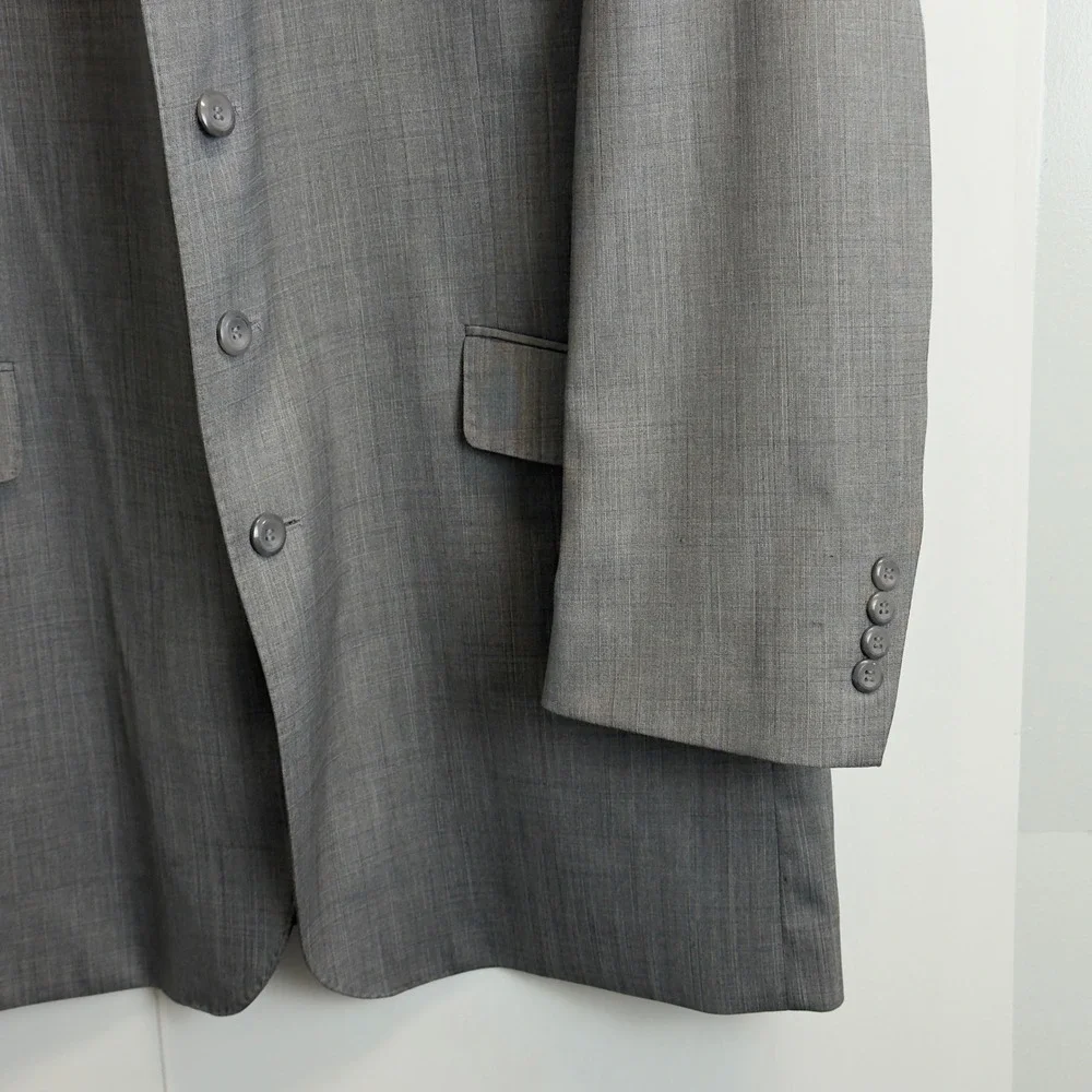 Ferera Italy Mens 48L‎ Grey Super 150s Wool 4 Button Peak Lapel Suit Jacket